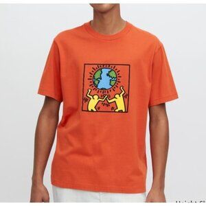 NEW Keith Haring Men's S Orange Graphic T-Shirt Small 100% Cotton